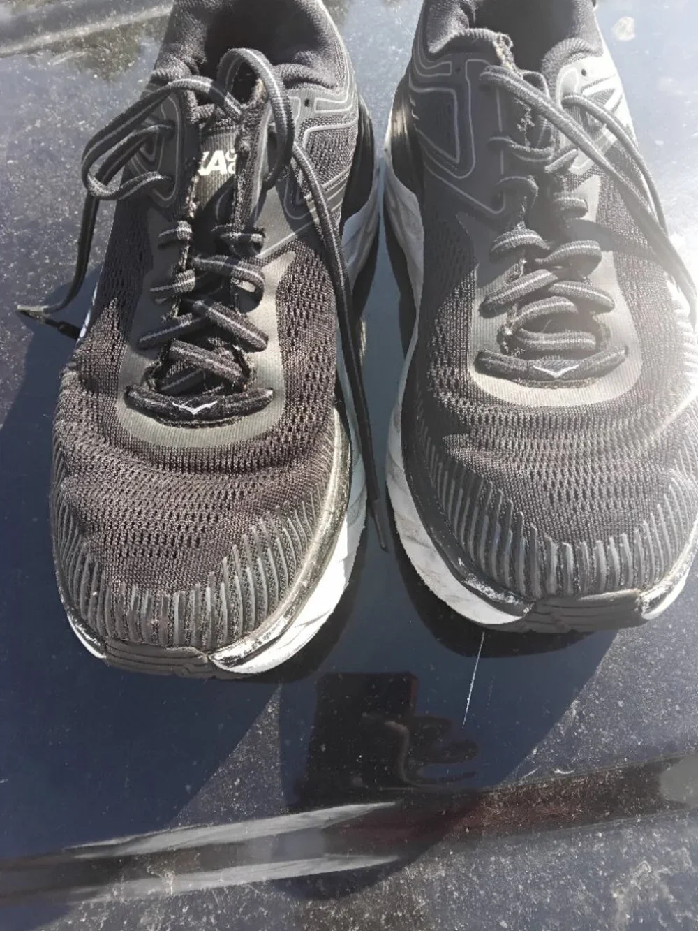Hoka One One Bondi 7 Athletic Running Shoe Women's Size 11D Black White